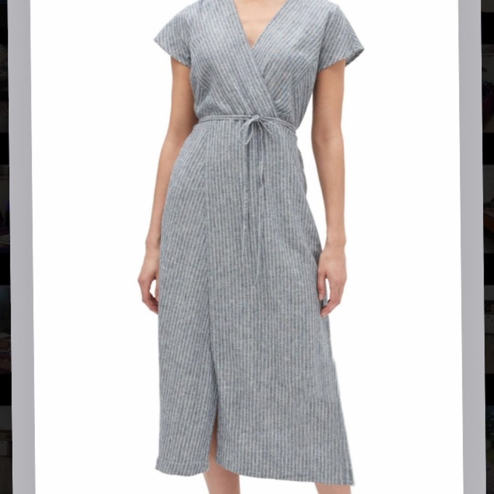 BANANA REPUBLIC True Wrap Tie Waste Midi Dress